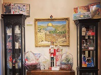 Display cupboard filled with gifts 